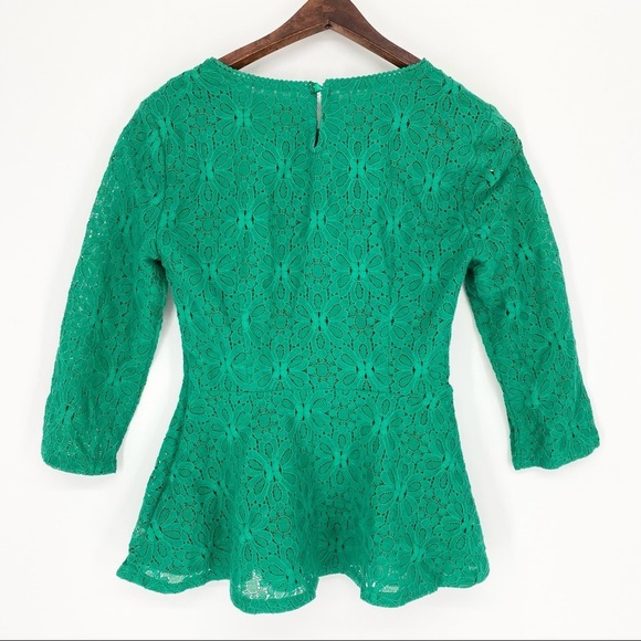 Anthropologie Moulinette Soeurs Lace Peplum Blouse Size 0 - Picture 3 of 5